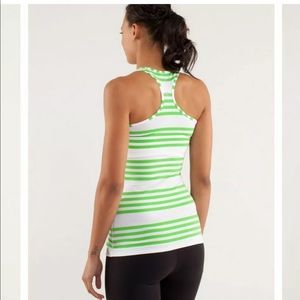 LULULEMON Green Cool Striped Racerback Tank, Sz 6